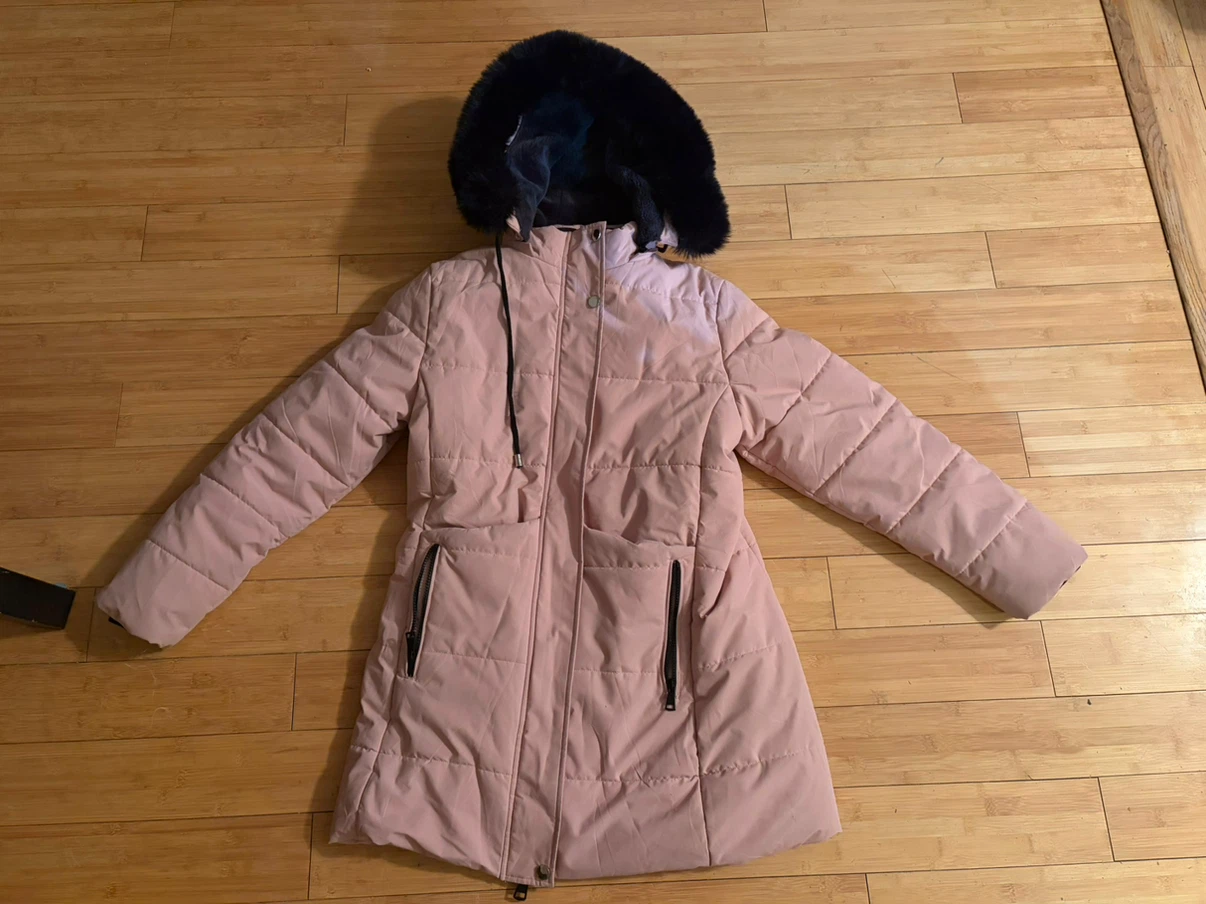 Moerdeng long pink puffer jacket