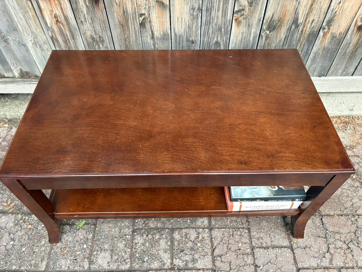 Beautiful Dark Wood Coffee Table with Shelf - photo 2