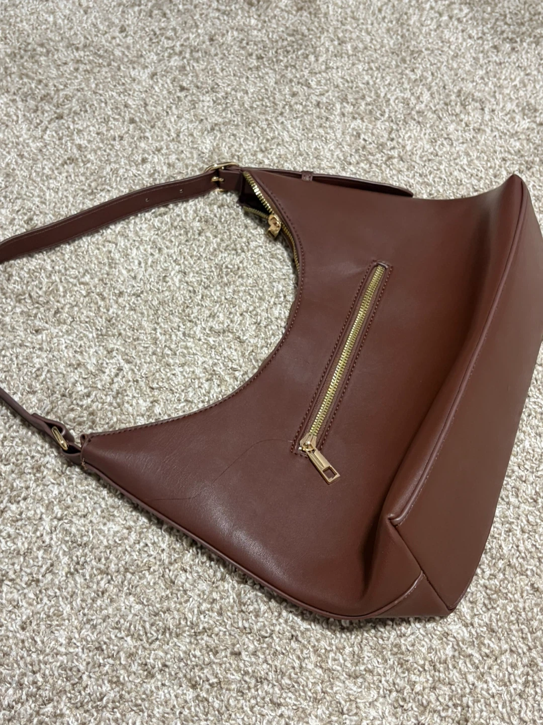 Brown Faux Leather Shoulder Bag - photo 3