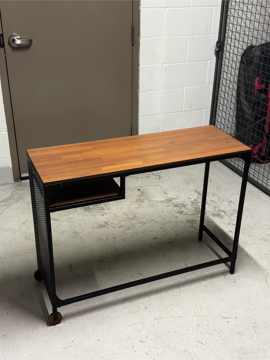 IKEA Industrial style console table with side shelf