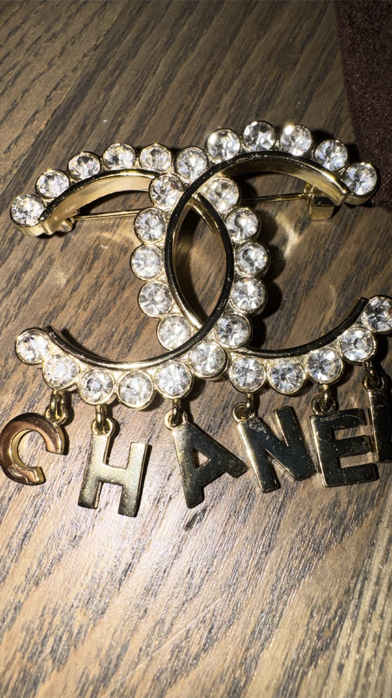 Chanel Crystal CC Dangle Brooch