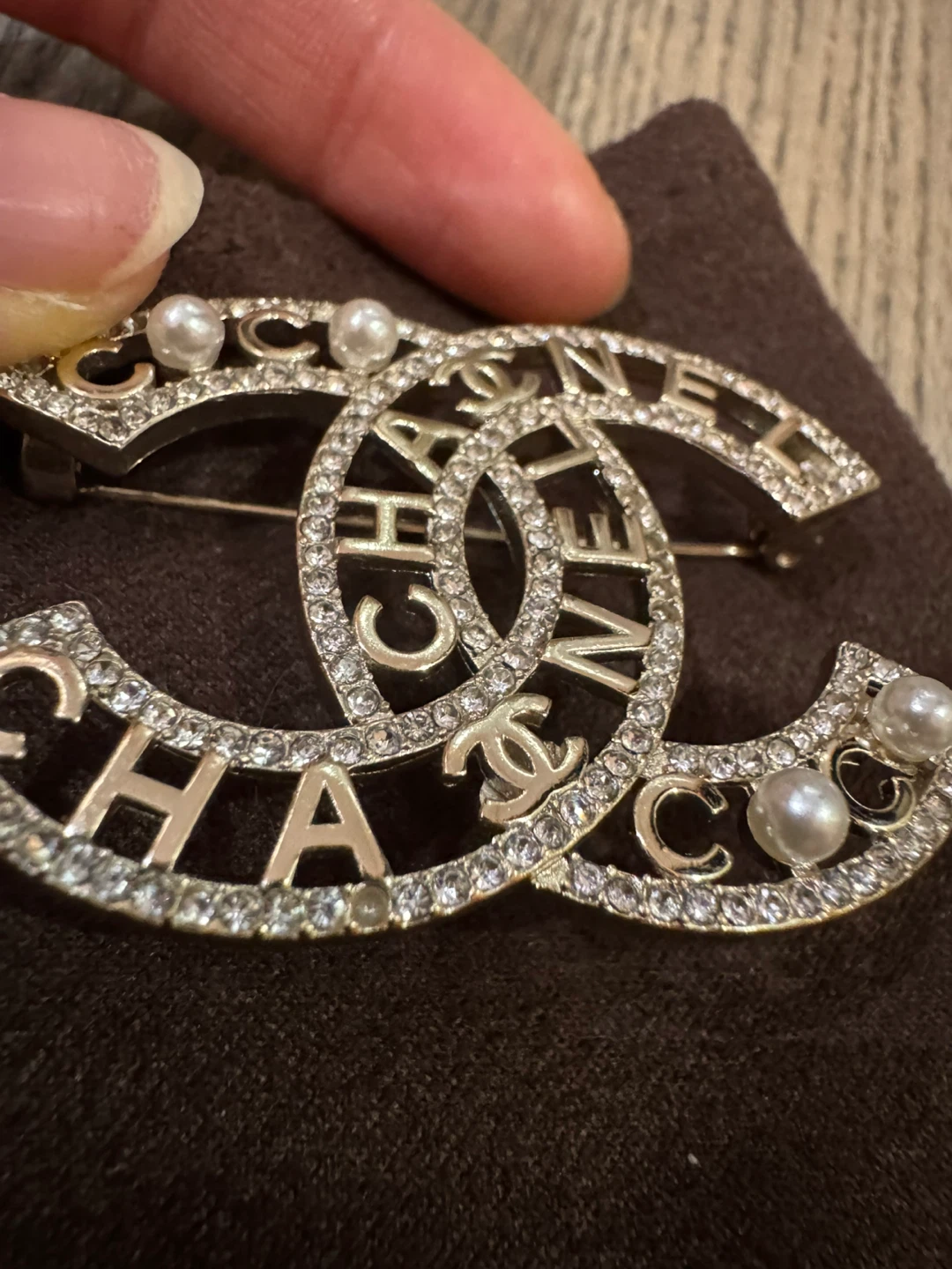 Chanel Crystal and Pearl Brooch