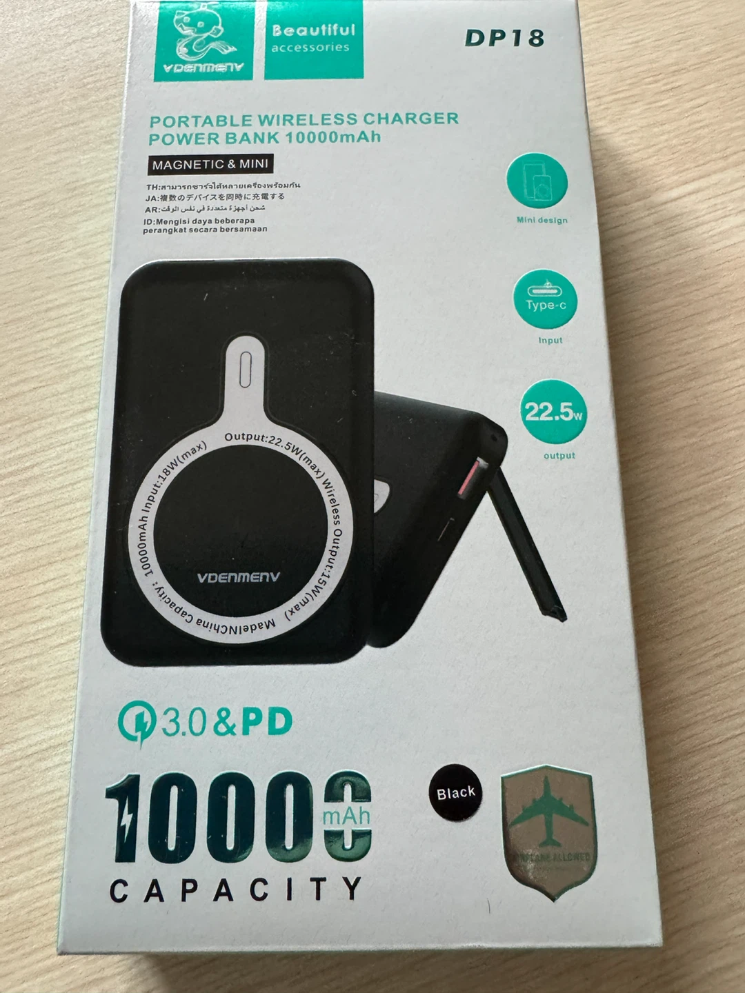 VDENMENV DP18 10000mAh Portable Wireless Power Bank