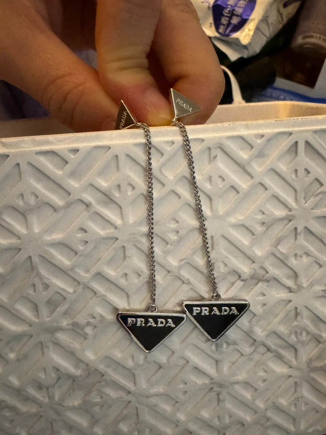 Prada triangle logo drop earrings - photo 2