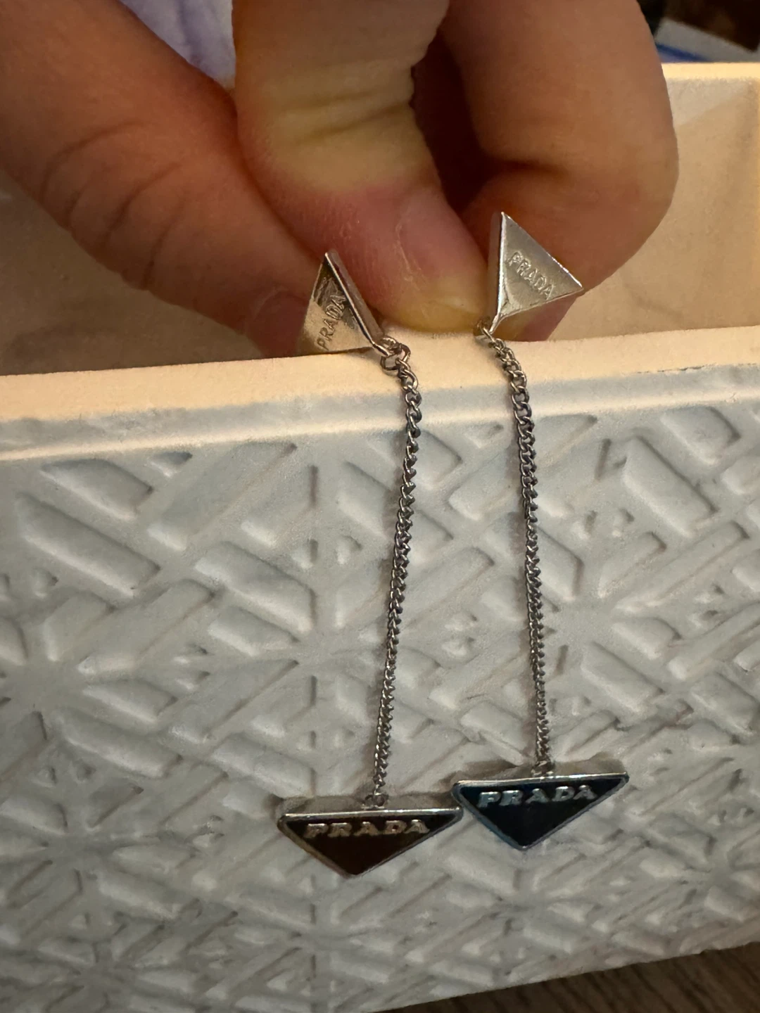 Prada triangle logo drop earrings - photo 3
