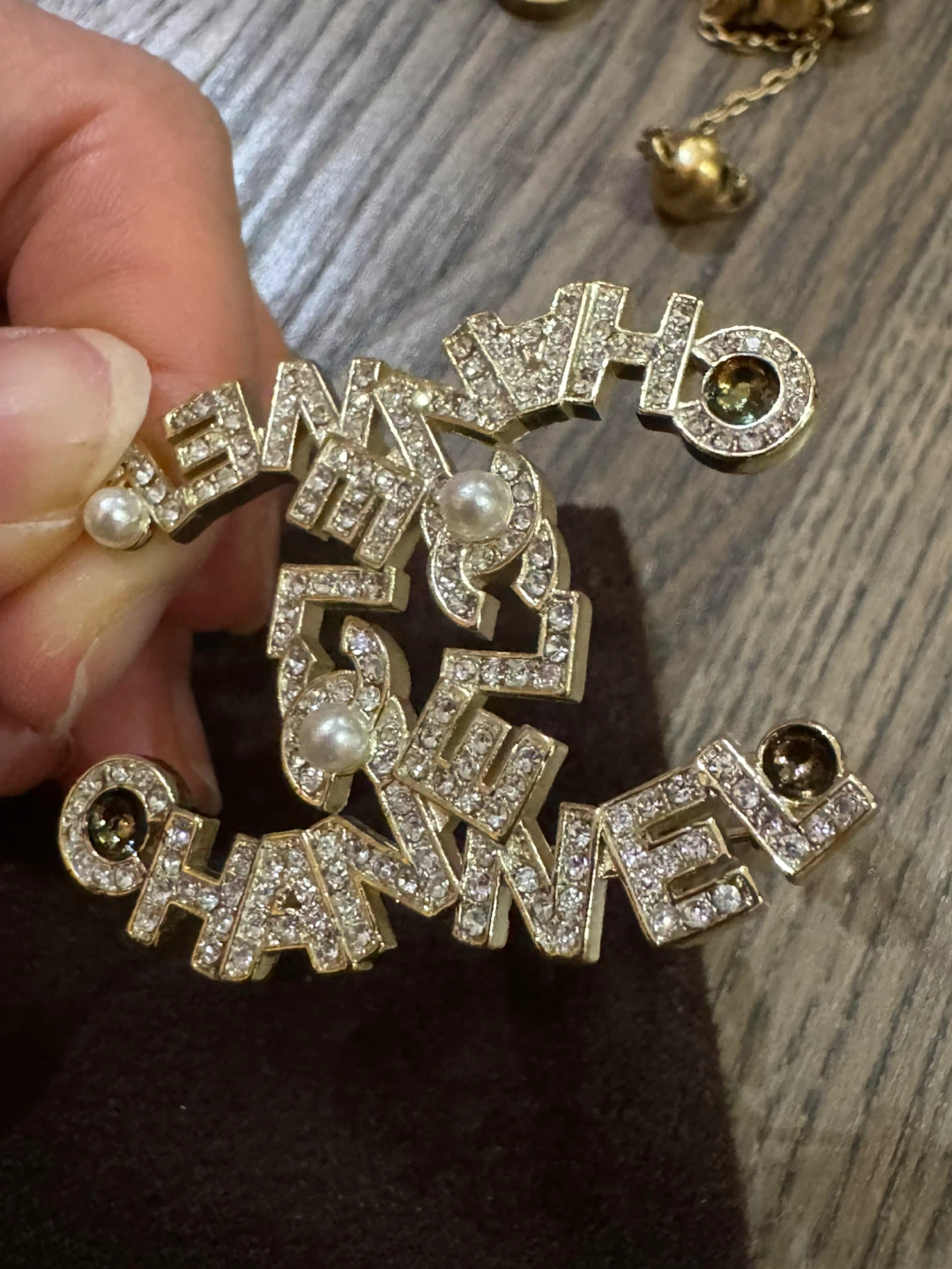 Chanel CC Logo Rhinestone Brooch