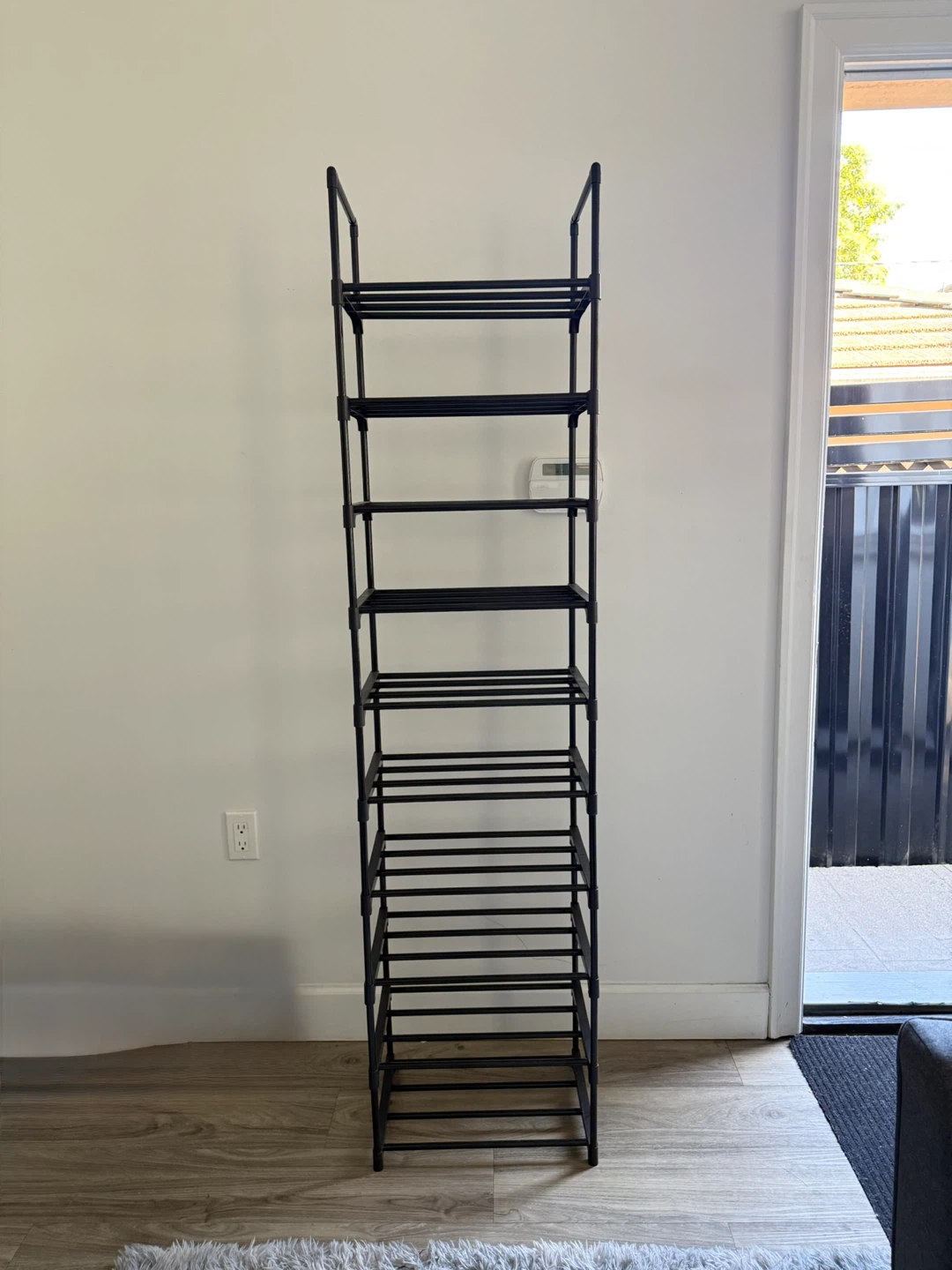 Tall 10-Tier Black Shoe Rack
