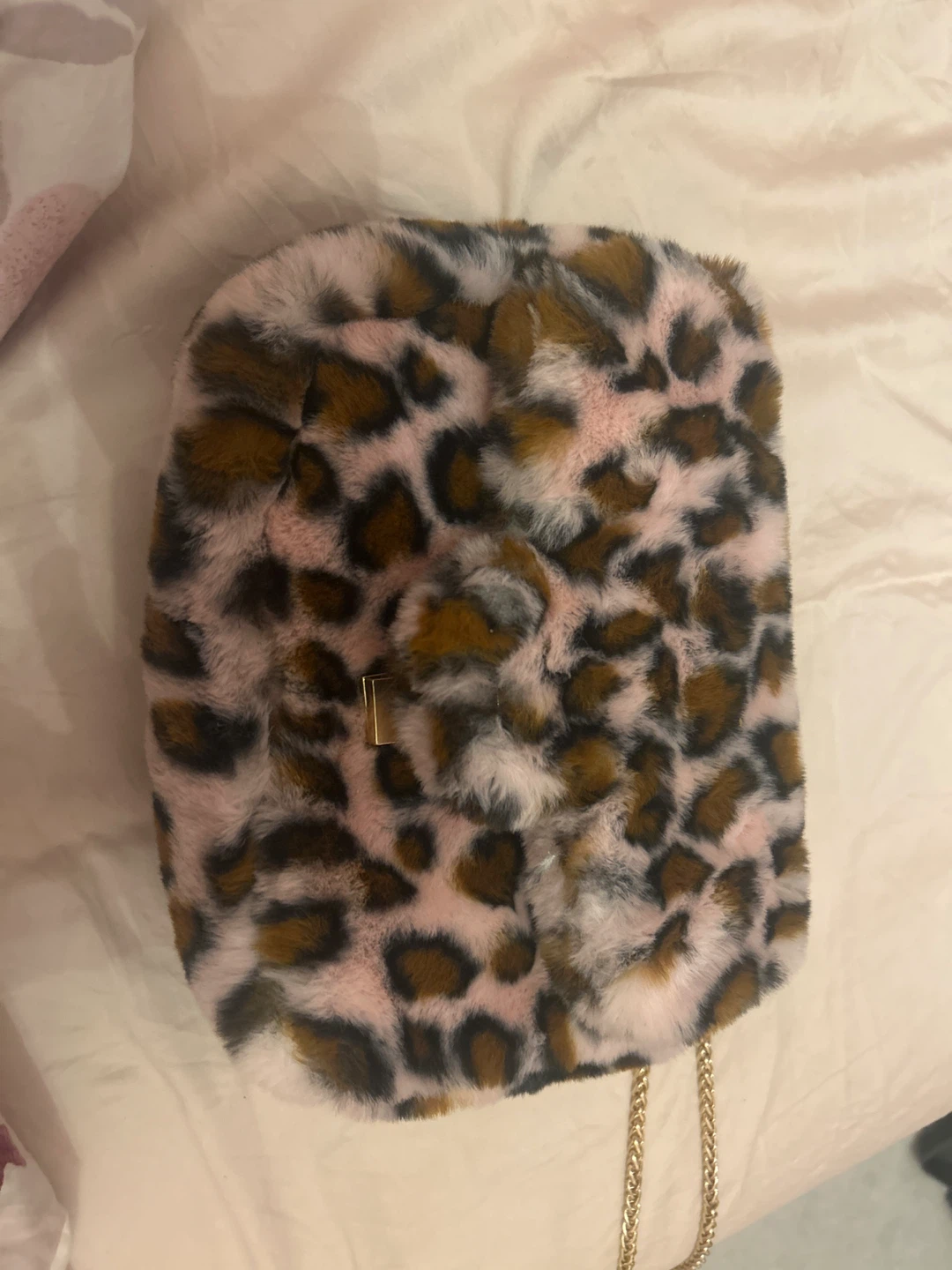 Leopard Print Faux Fur Shoulder Bag