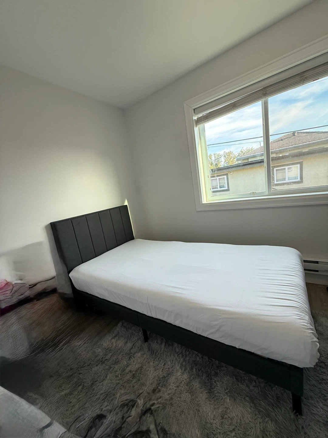Twin size upholstered bed frame and mattress