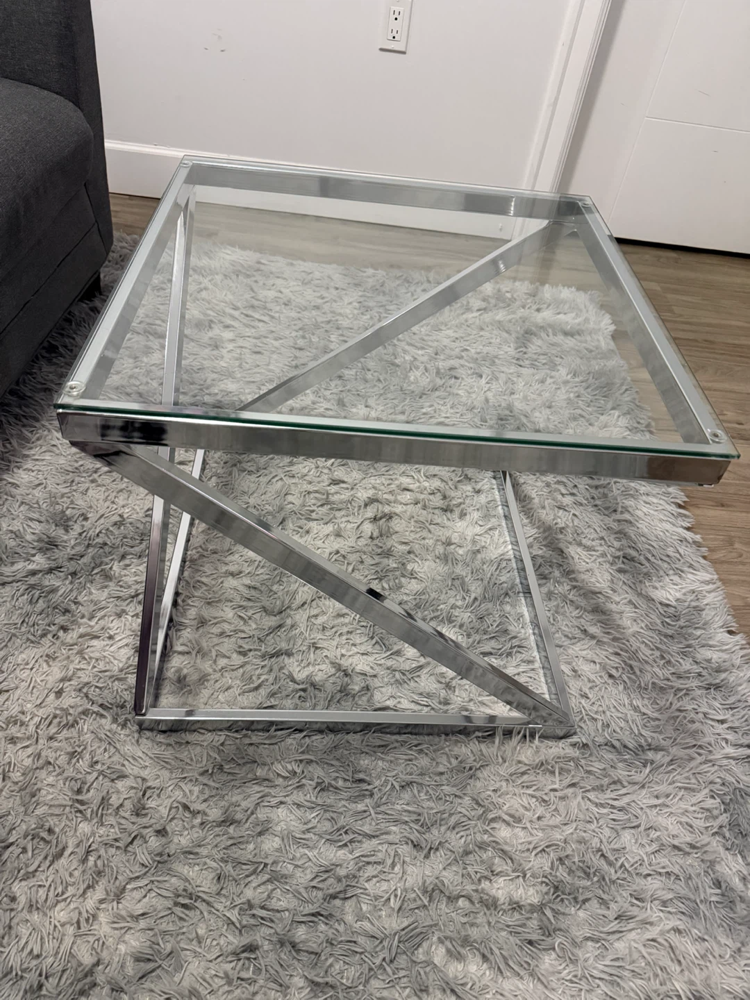 Modern Chrome and Glass Side Table