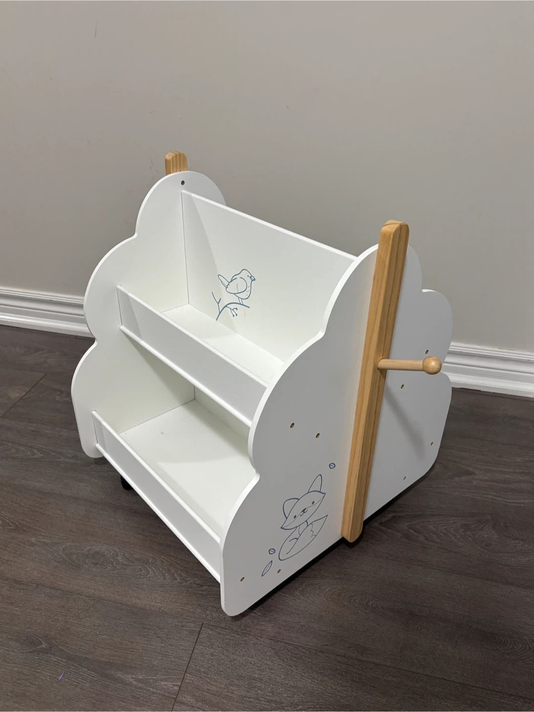 Kids' Mobile Wooden Book Cart