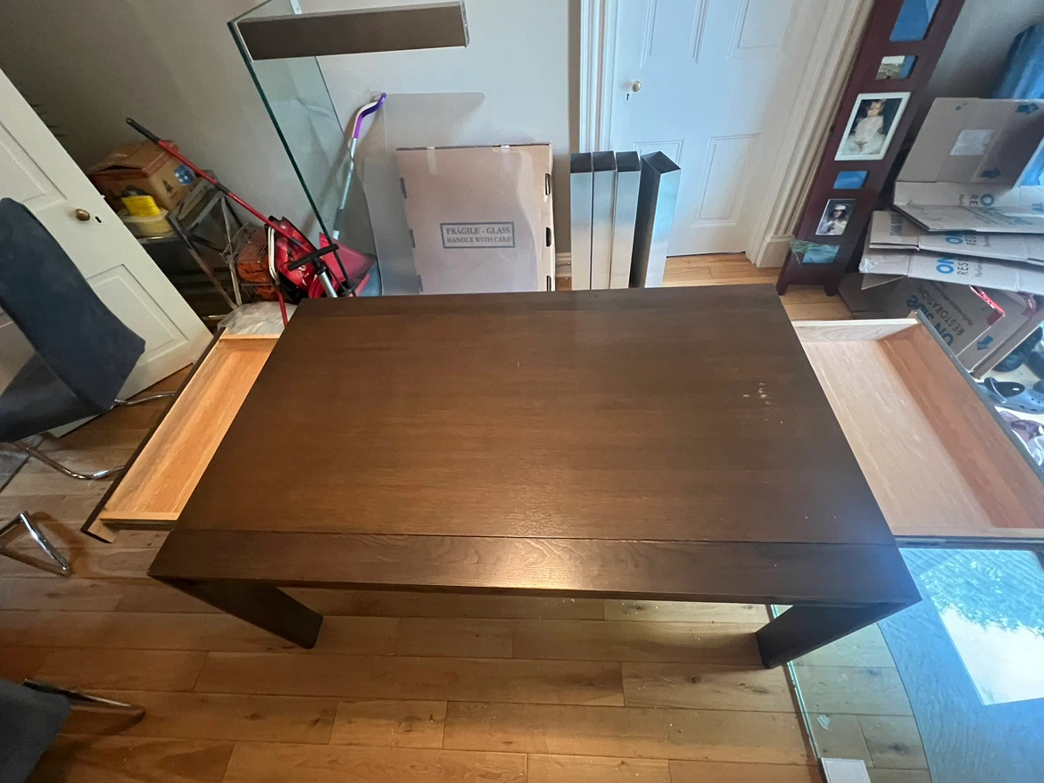 Dark Brown Wooden Dining Table