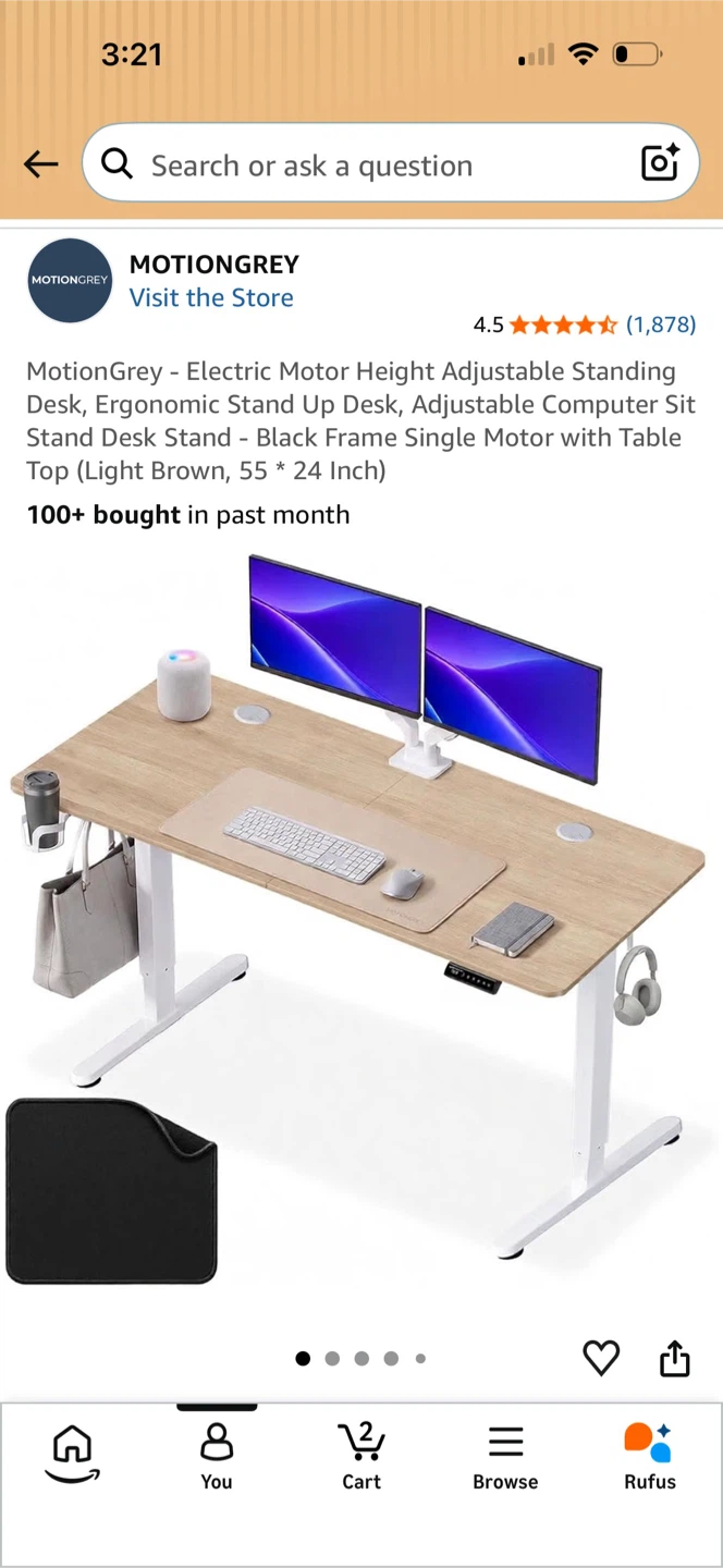 MotionGrey Electric Standing Desk