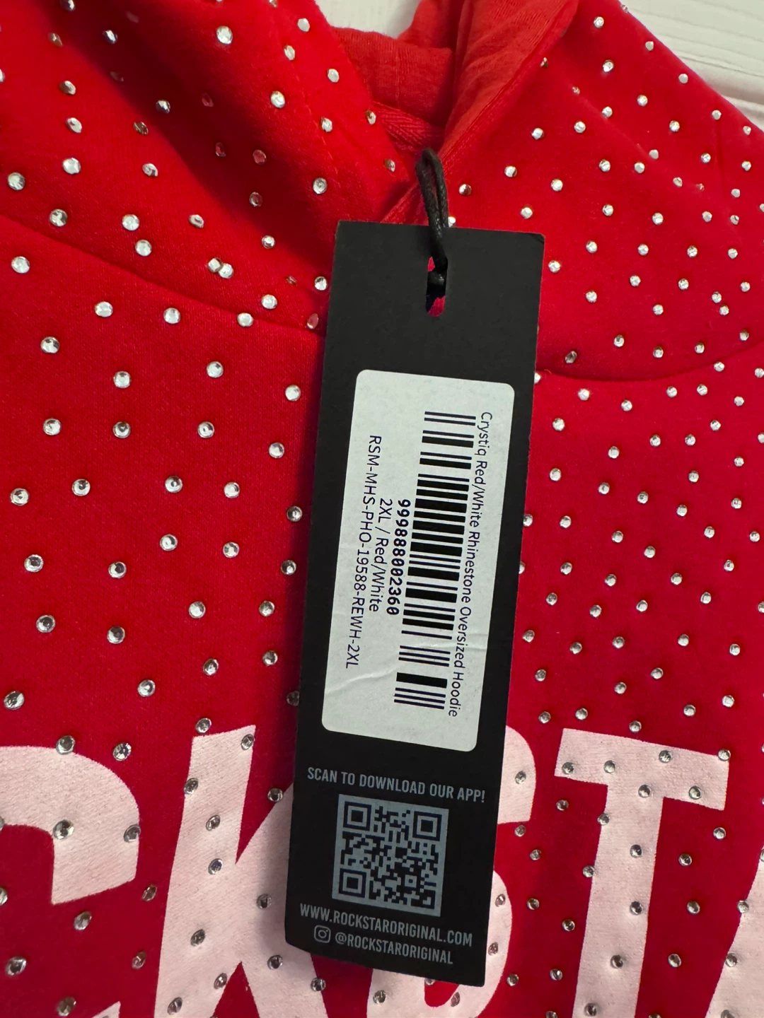 Rockstar Original Red Rhinestone Hoodie - photo 4
