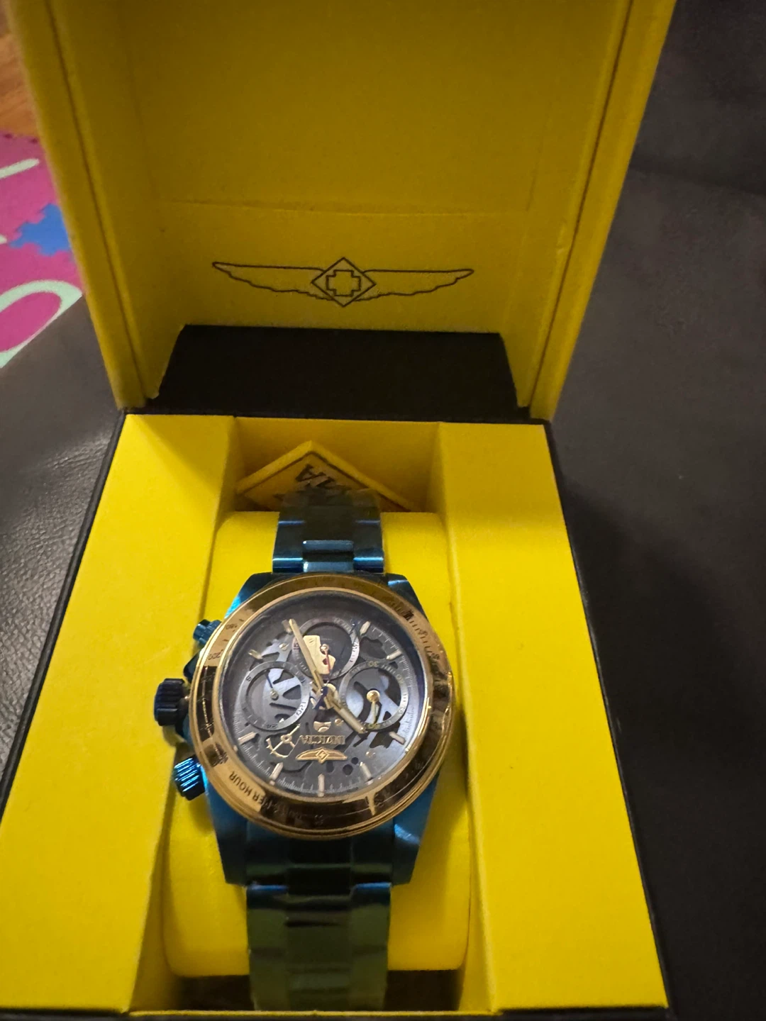 Invicta Blue and Gold Stainless Steel Chronograph Watch