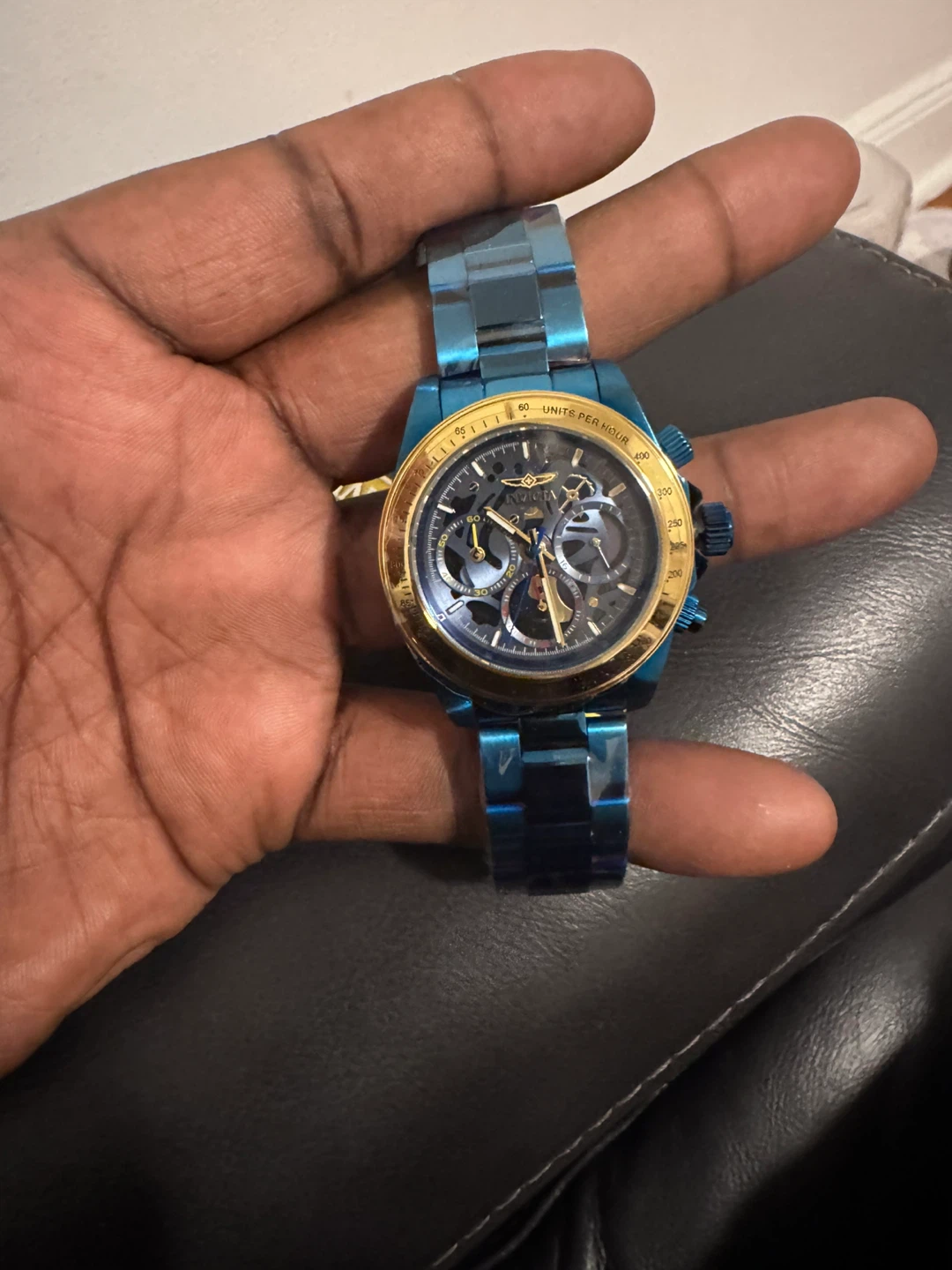 Invicta Blue and Gold Stainless Steel Chronograph Watch - photo 2
