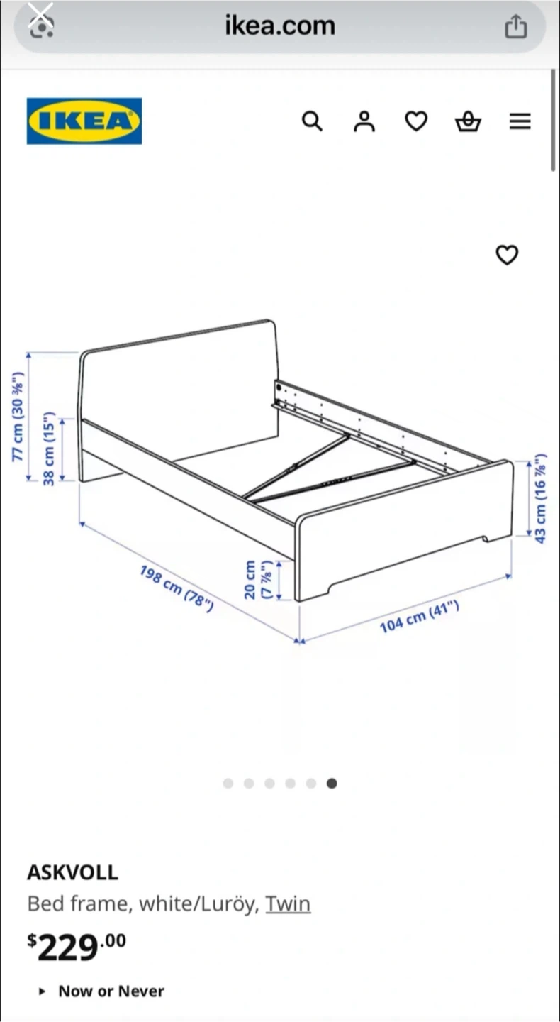 IKEA ASKVOLL twin bed frame and mattress - photo 2