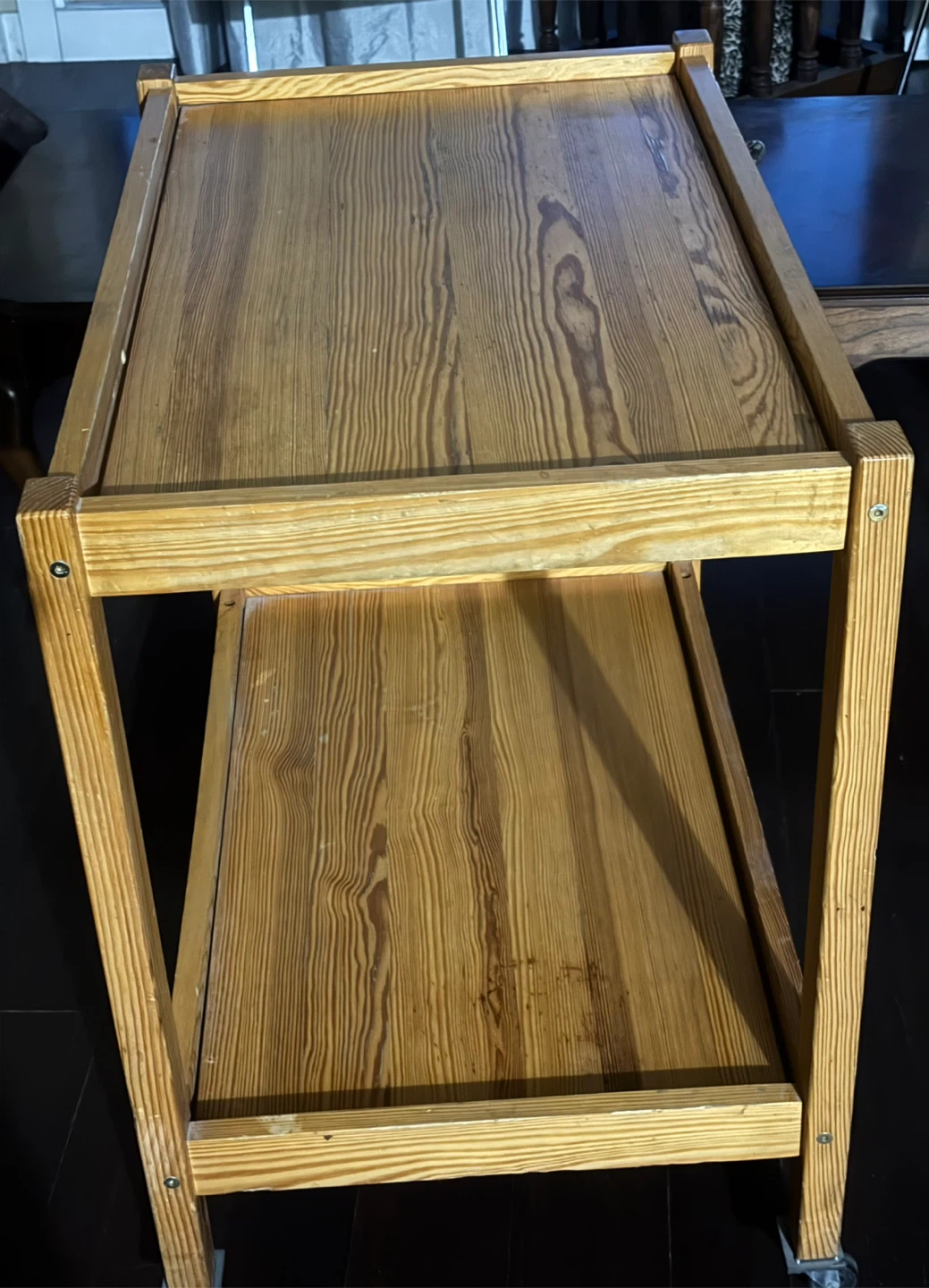 Wood Rolling Utility Cart pine solid 70s - photo 2