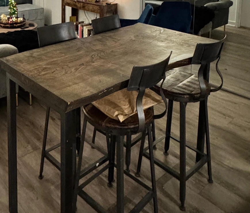 Solid Wood High Top Dining Table with 4 Stools