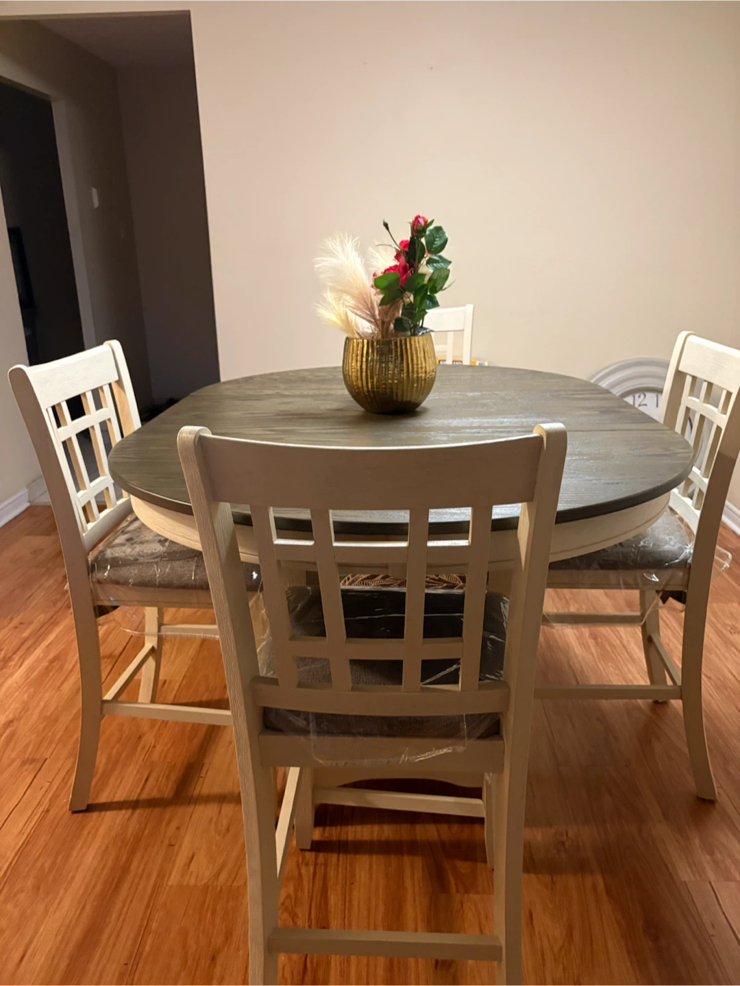 Oval  Wood Dining Table and 4 Chairs Set - photo 2