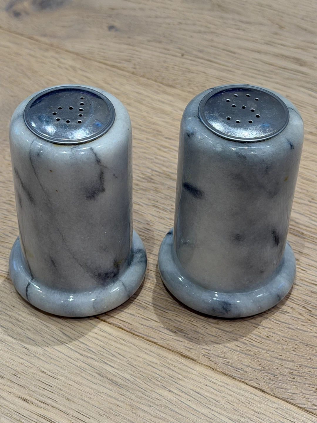 Set of Two Marble Salt and Pepper Shakers