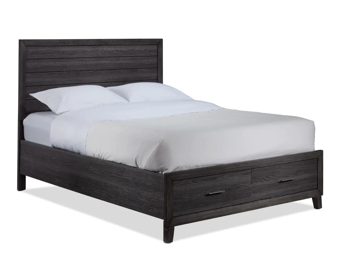 Queen bedroom with Storage Bed and Two Nightstands