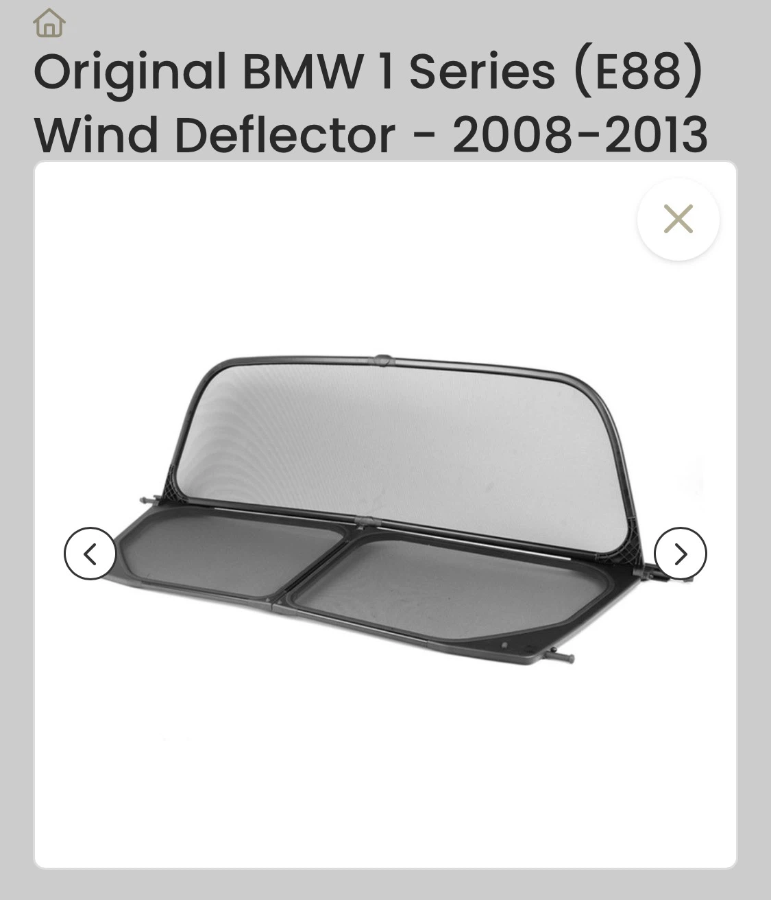 Original BMW 1 Series (E88) Wind Deflector