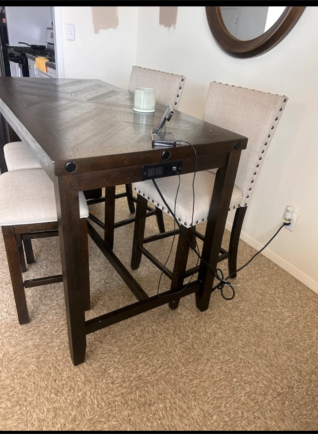 Counter Height Dining Table Set with Wine Storage