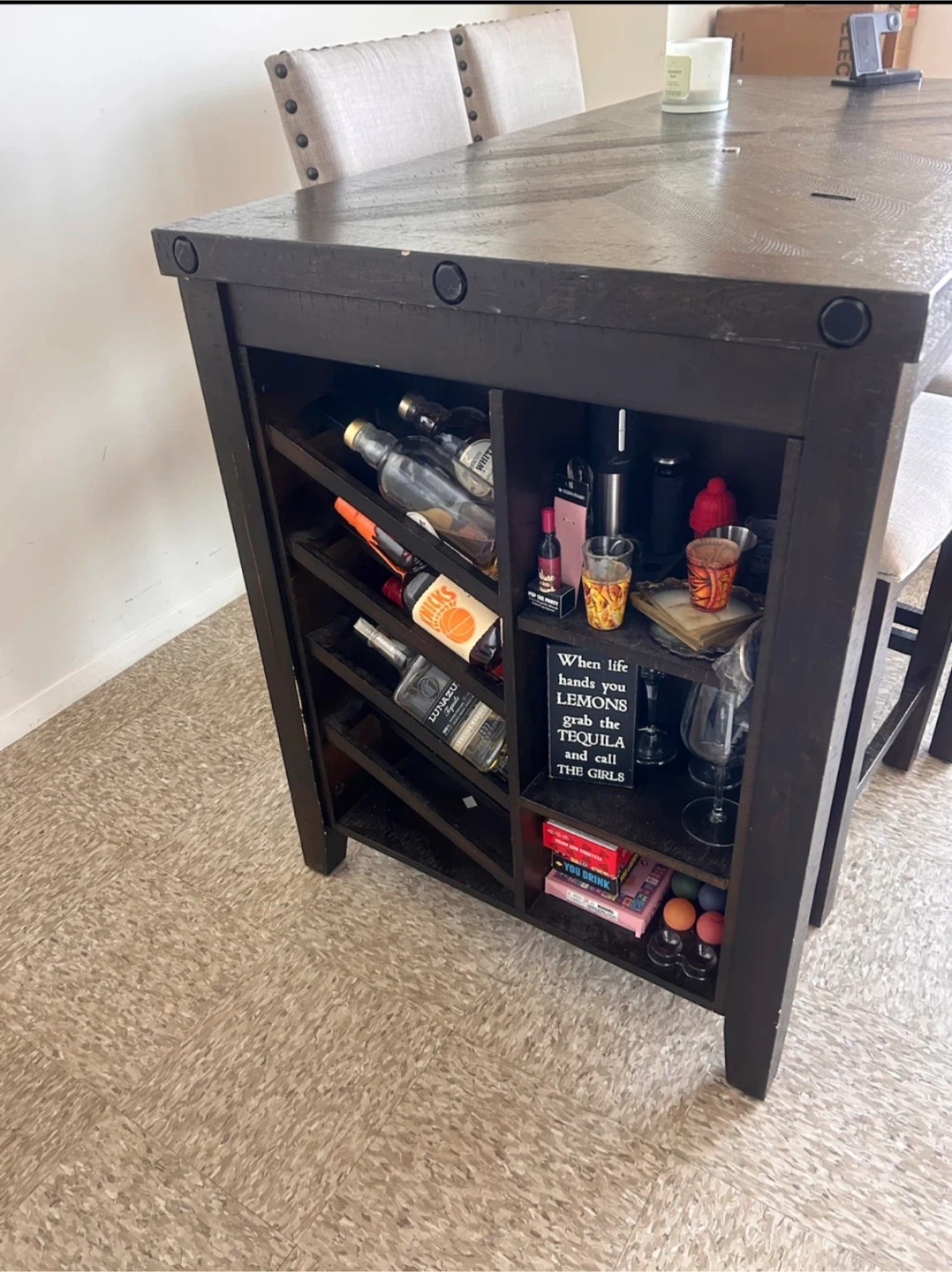 Counter Height Dining Table Set with Wine Storage - photo 2