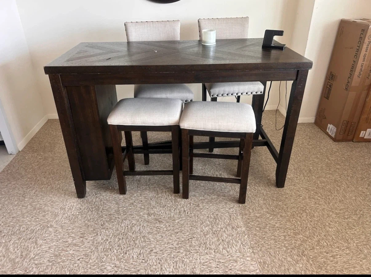 Counter Height Dining Table Set with Wine Storage - photo 3