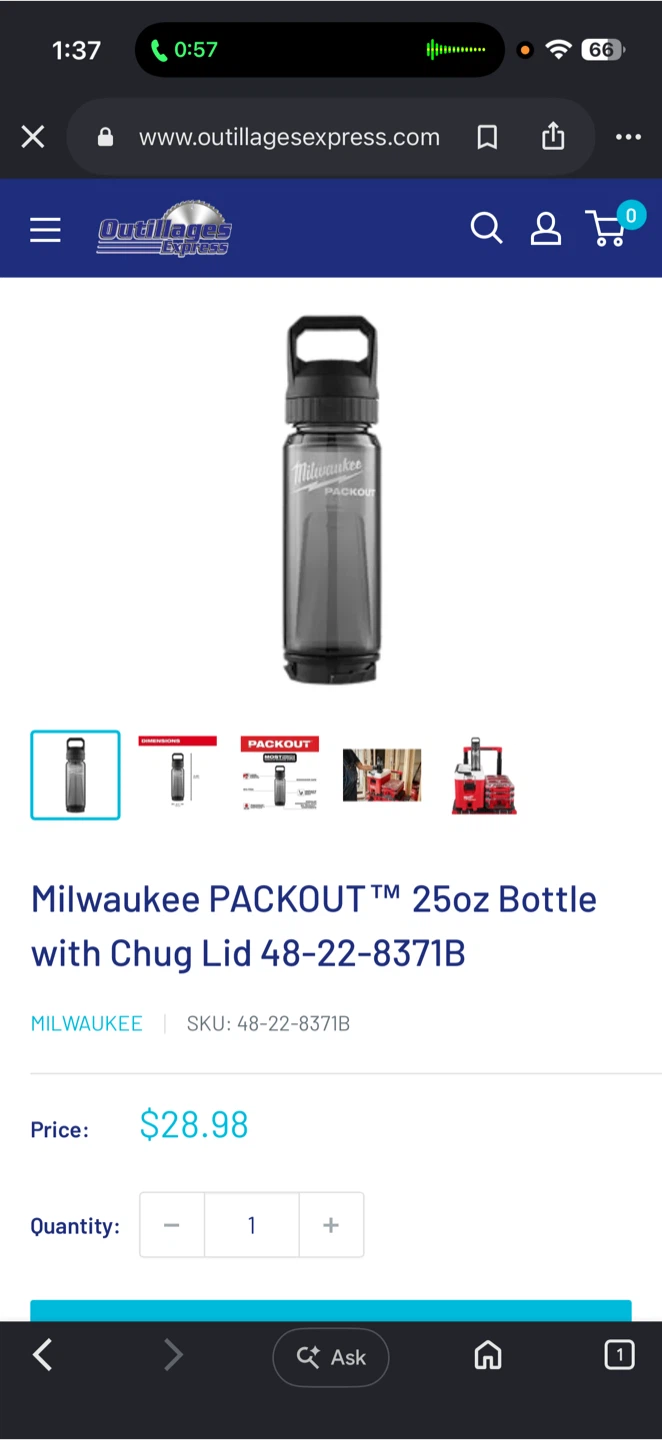 Brand New! Two Milwaukee PACKOUT 25oz Water Bottles - photo 2