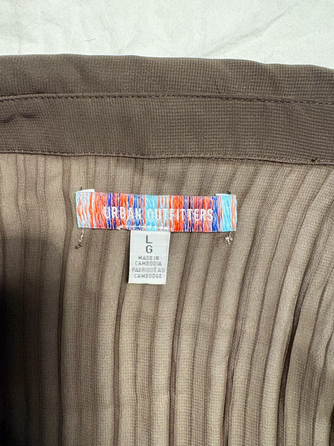 Urban Outfitters Pleated Tie-Front Top - Brown - Large - photo 2