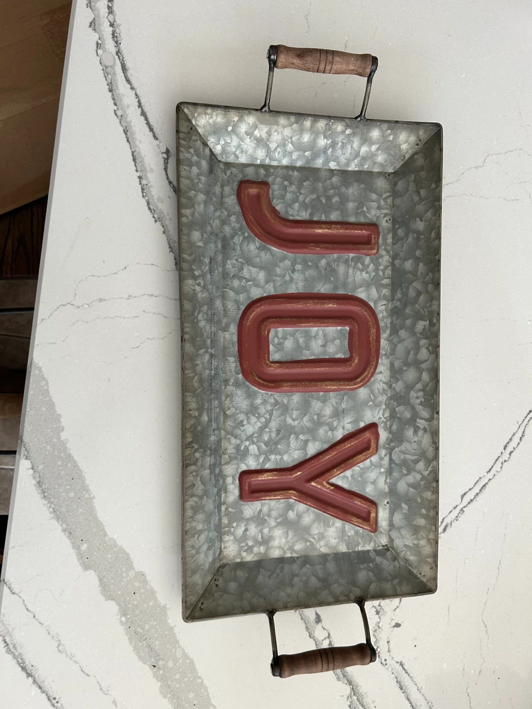 Galvanized Metal JOY Serving Tray