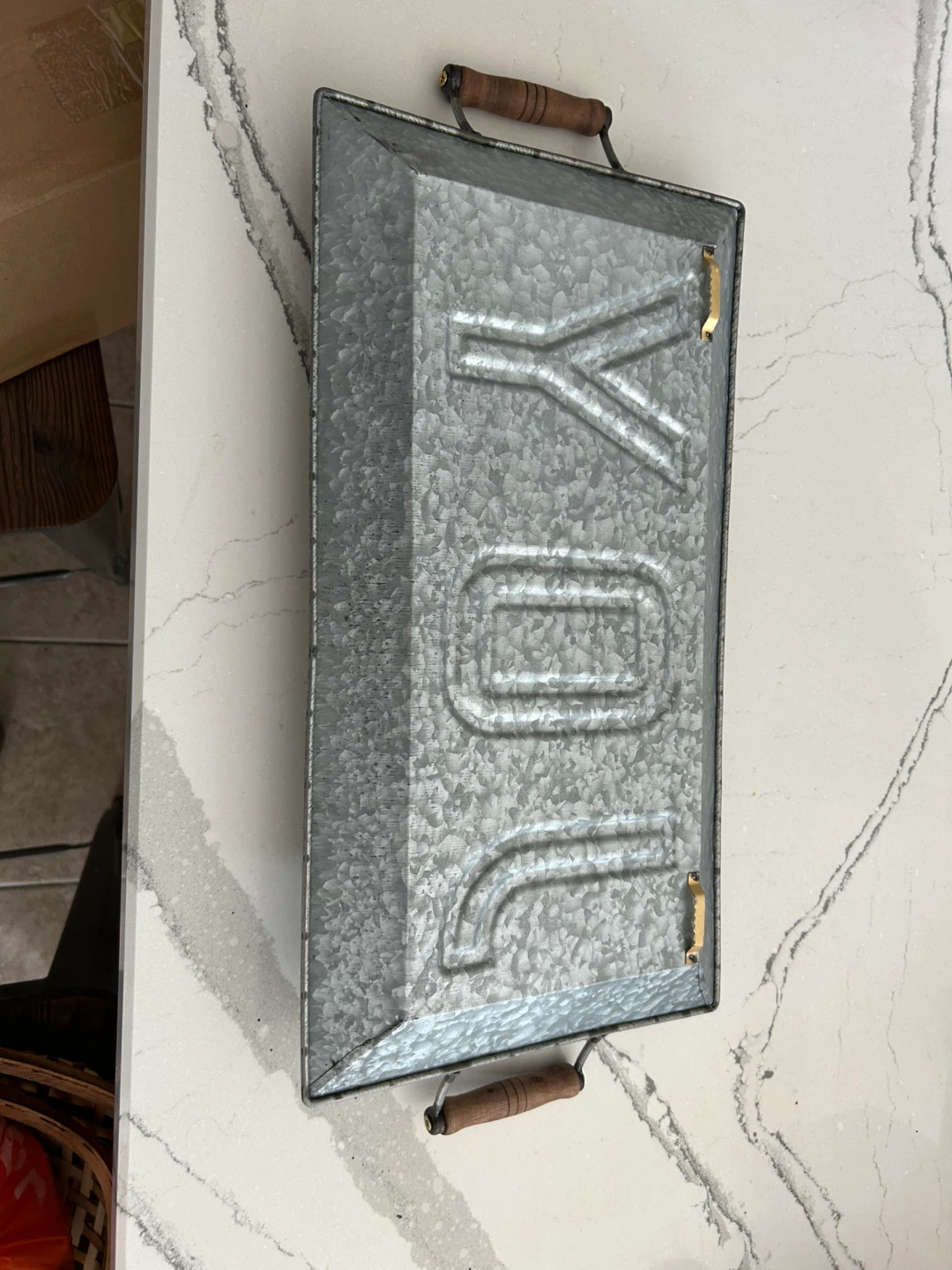 Galvanized Metal JOY Serving Tray - photo 2