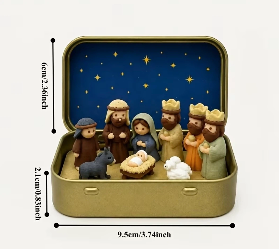 Miniature Nativity Set in Gold Tin - photo 2