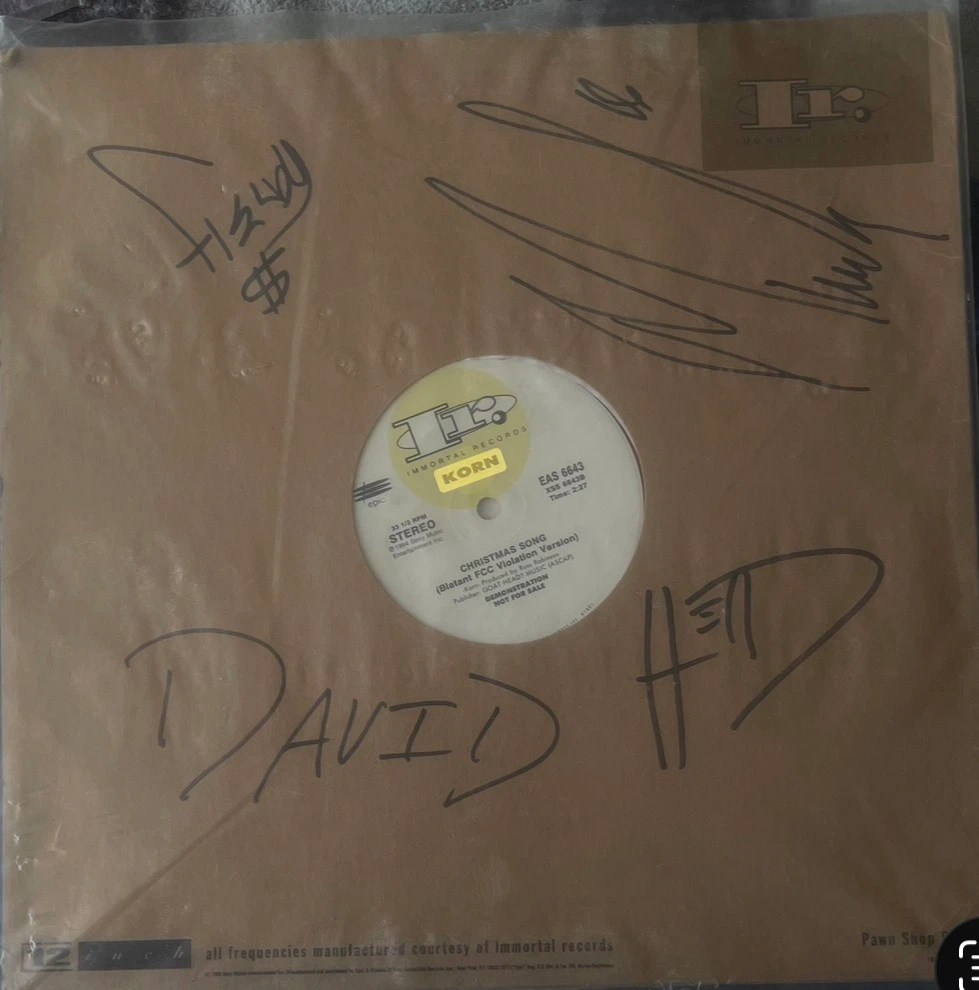 1995-Korn “Christmas Song” Autographed by 4-$600