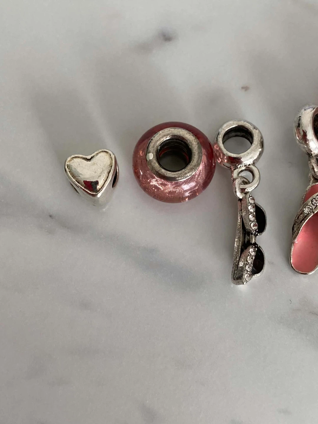 GUC- Pink Murano-Style Glass and Silver Charms - photo 2