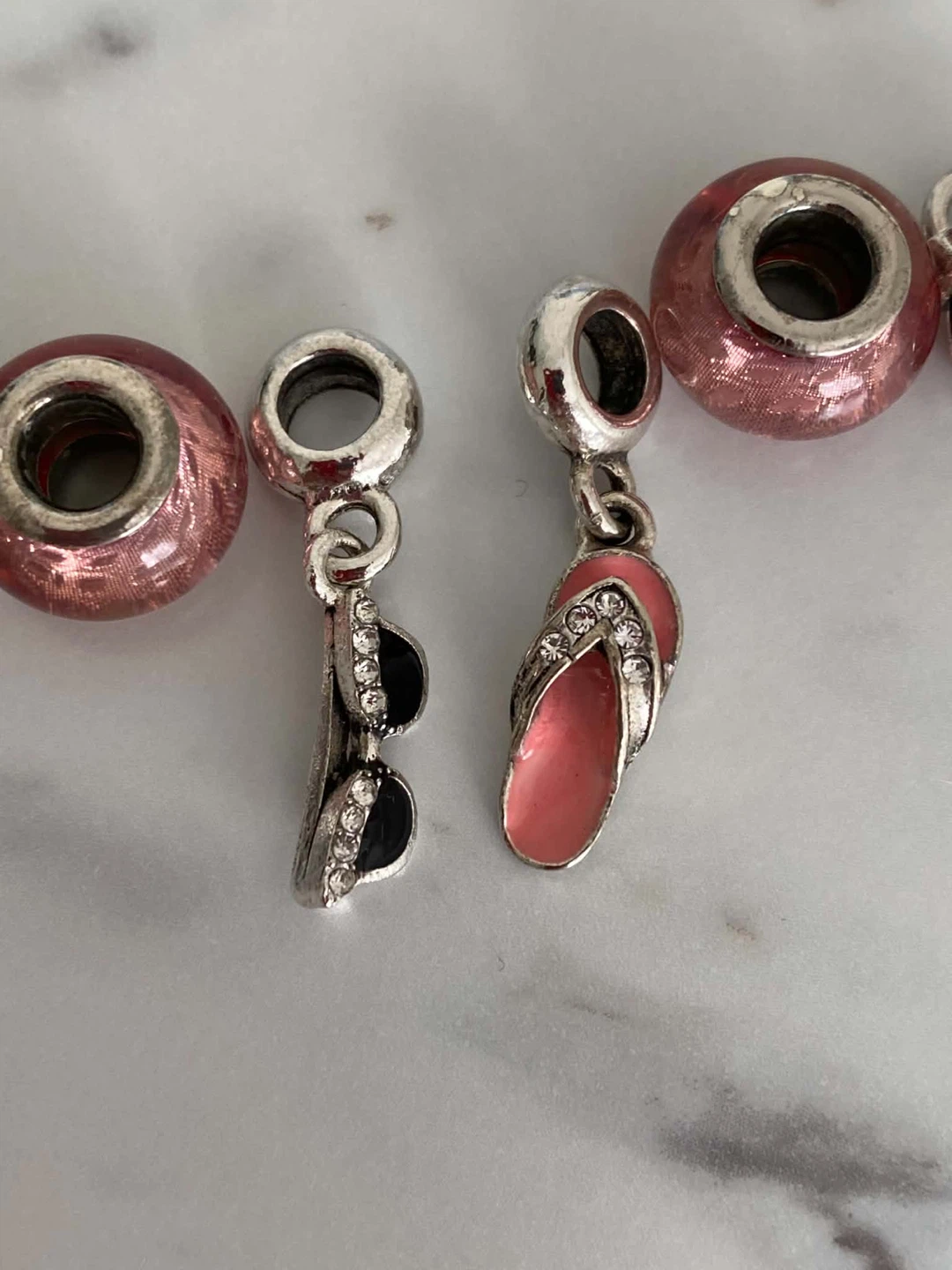 GUC- Pink Murano-Style Glass and Silver Charms - photo 4