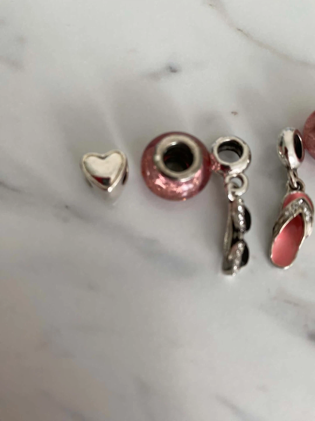 GUC- Pink Murano-Style Glass and Silver Charms - photo 5