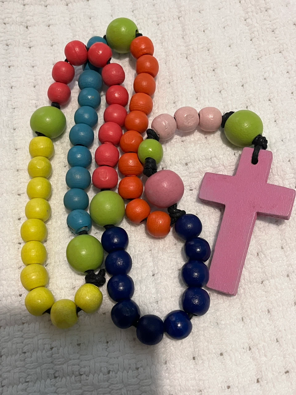 Colorful Wooden Bead Rosary