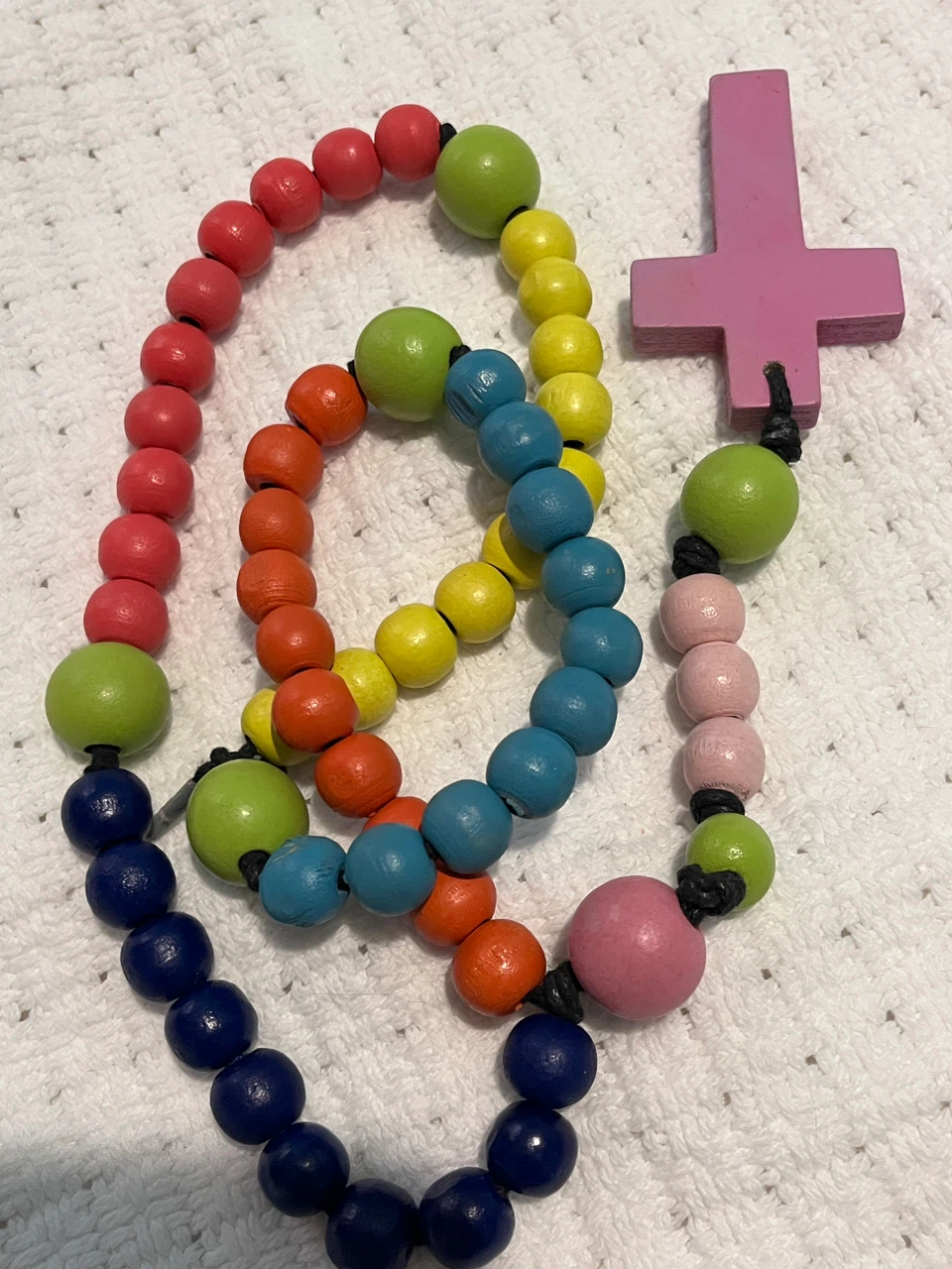 Colorful Wooden Bead Rosary - photo 4