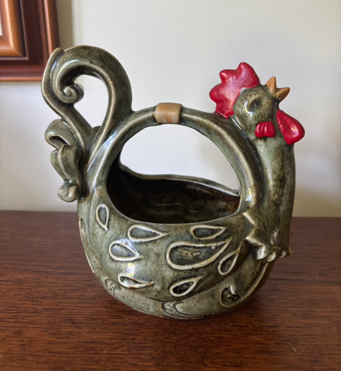 Ceramic Rooster Basket Holder