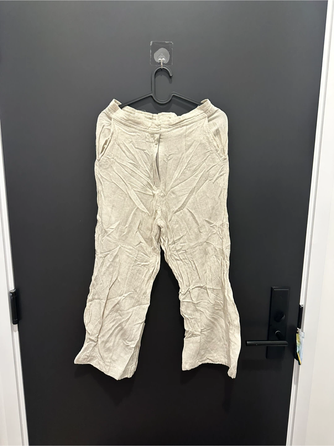 Beige Linen Blend Cropped Trousers - photo 2