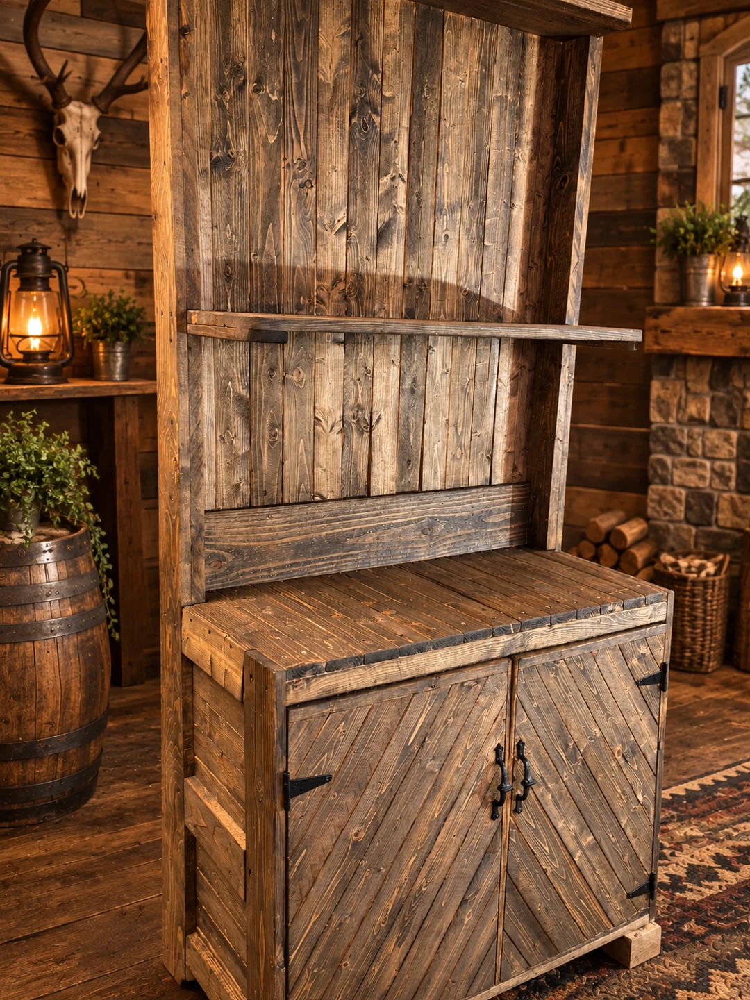 Rustic Handcrafted Wooden Hutch
