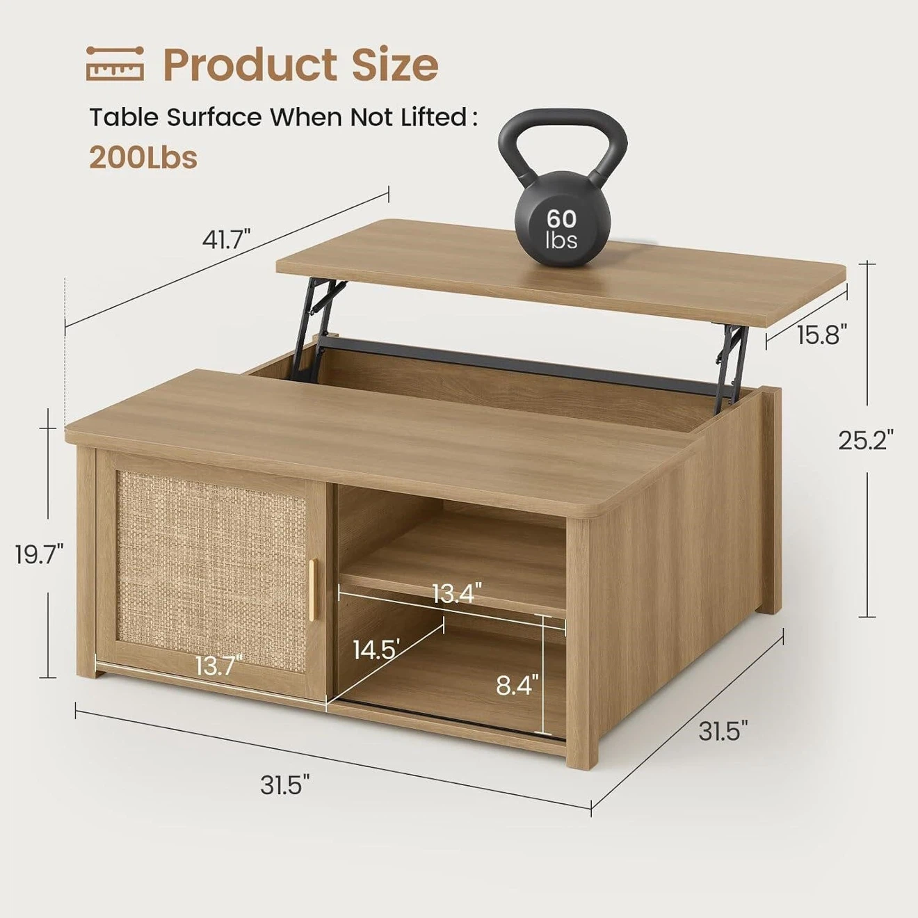 Lift Top Coffee Table with Storage - photo 2