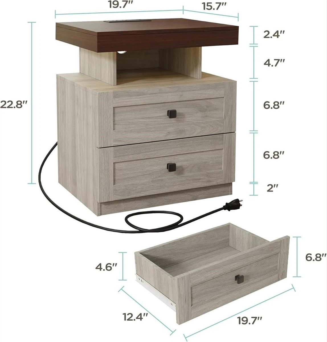 Modern Nightstand with Charging Station