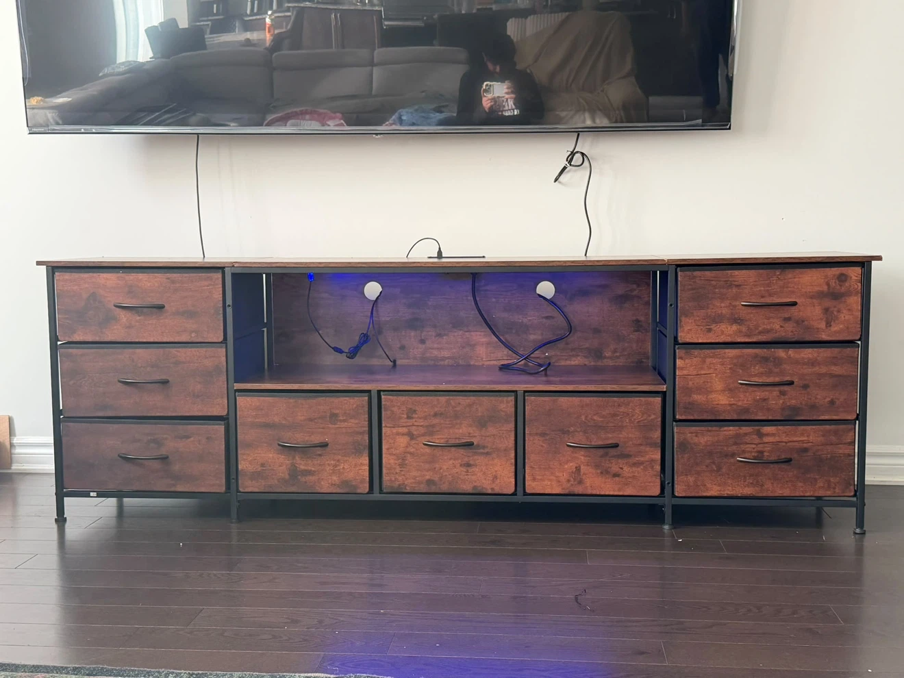 Rustic TV Stand with Storage Drawers