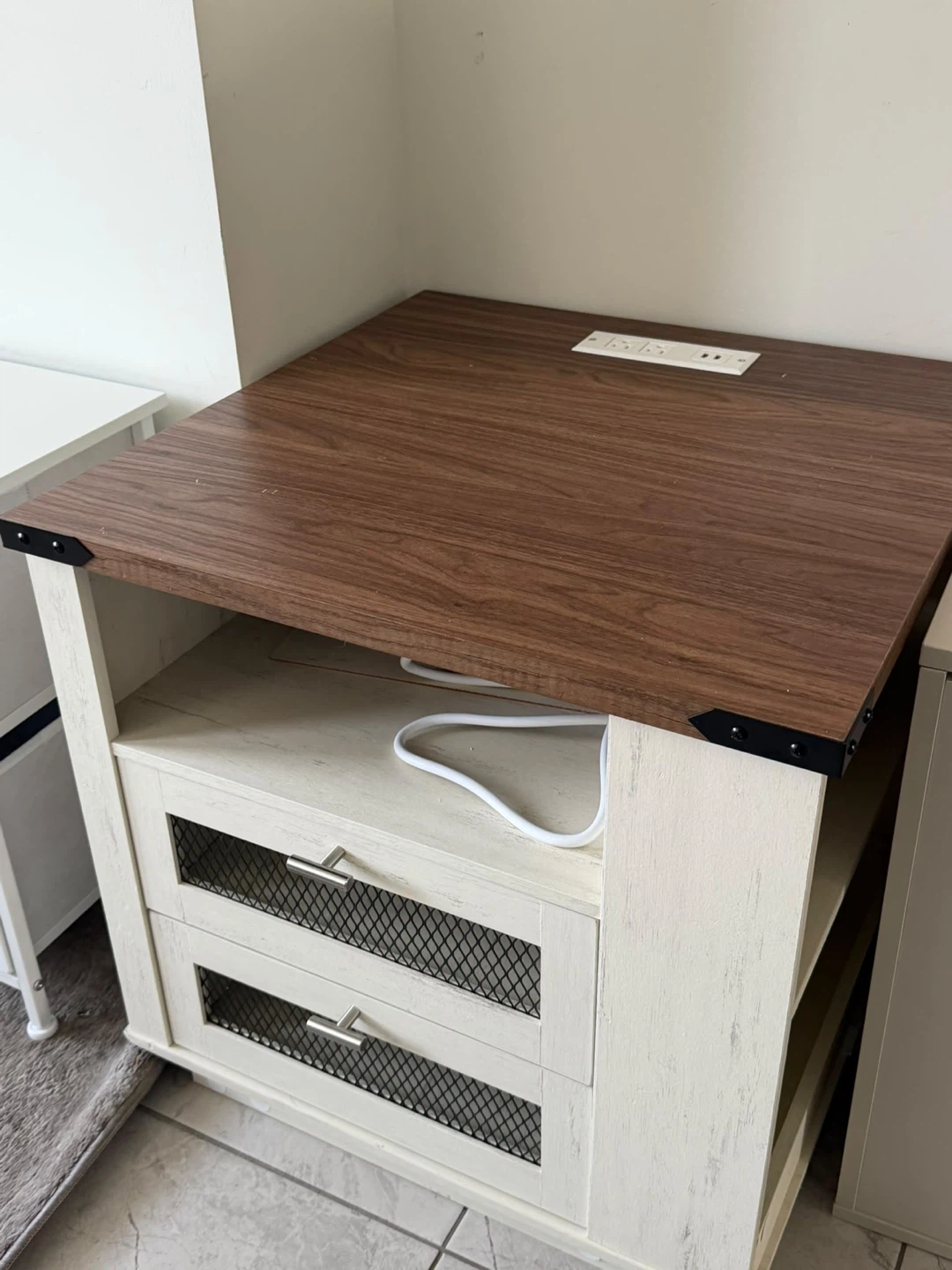 Nightstand with Integrated Power Outlets and USB Ports