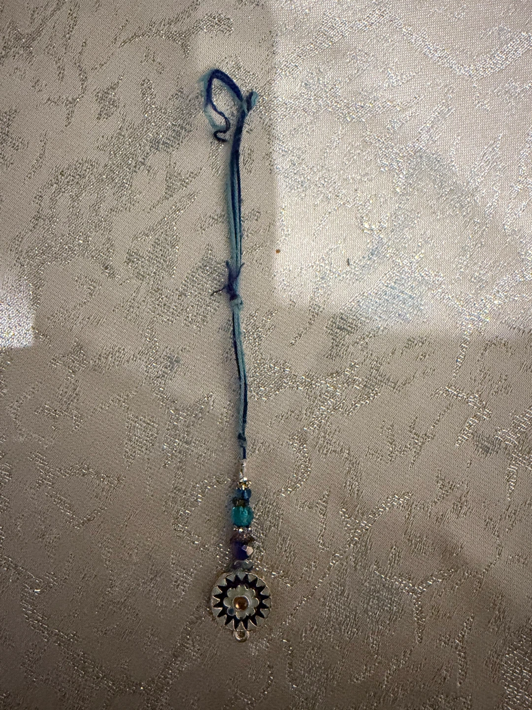 Handmade Beaded Hanging Ornament – Blue & Purple - photo 2
