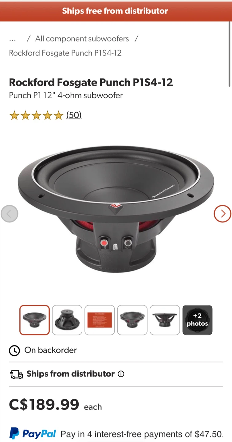 1 Rockford Fosgate Punch P1S4-12 12-inch Subwoofer - photo 2